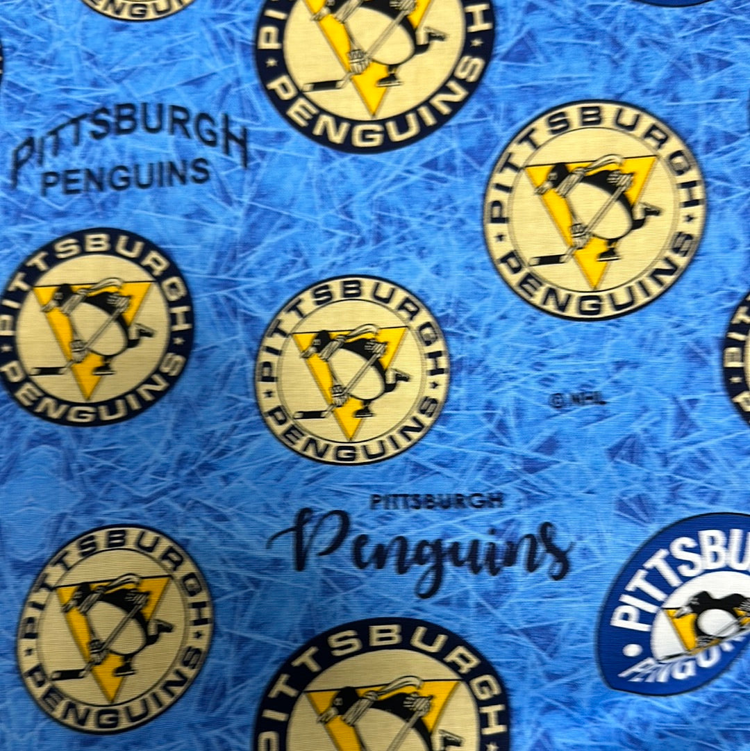 NHL Hockey Teams - NHL Hockey Pittsburgh throwback logo -  Penguins - Quilting Cotton - Per Half Metre