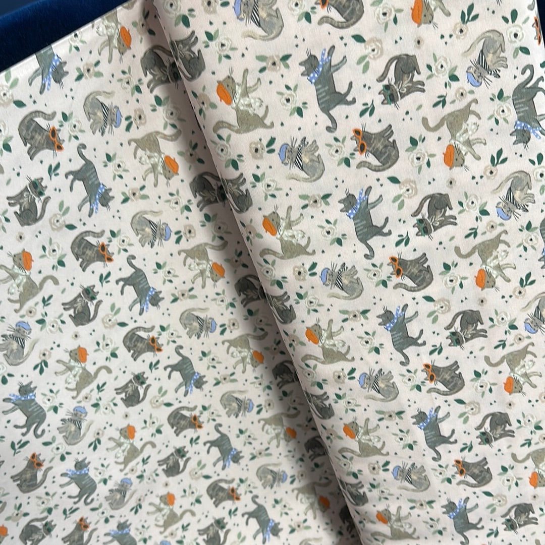 Last cut from bolt - Last full metre - Dear Stella - Ma Belle by Clara Jean Collection - French Cats - Blush