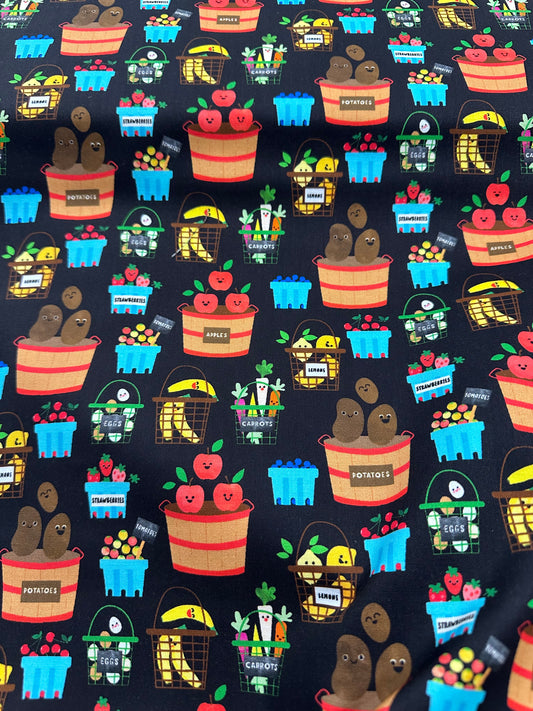 Last 35.5" x Width of fabric - Veggie Baskets - Farm to Table - by Ann Kelle Designs for Robert Kaufmann