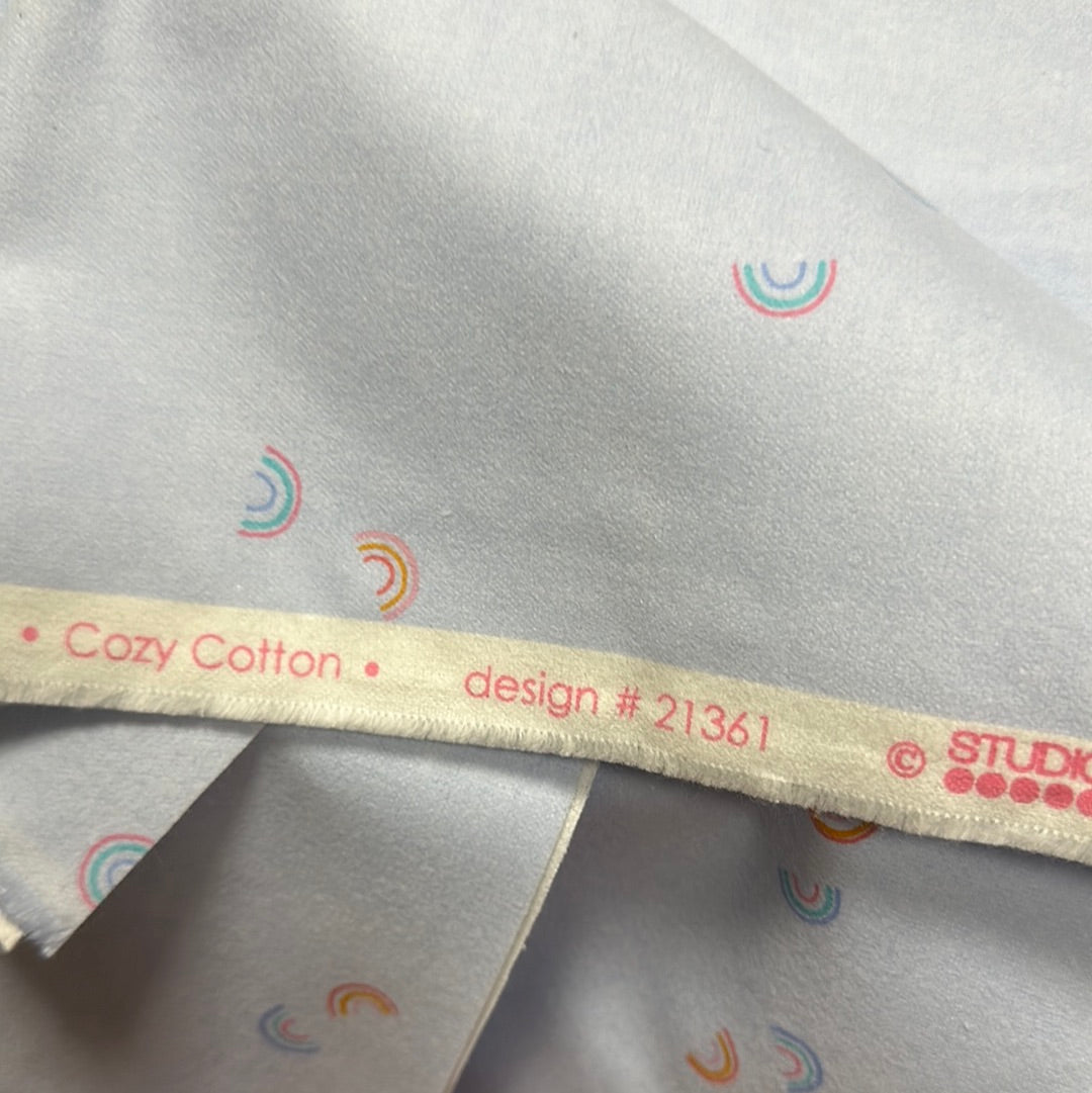 Flannel - Cozy Cotton Flannel - Rainbows - Cornflower - by Robert Kaufman