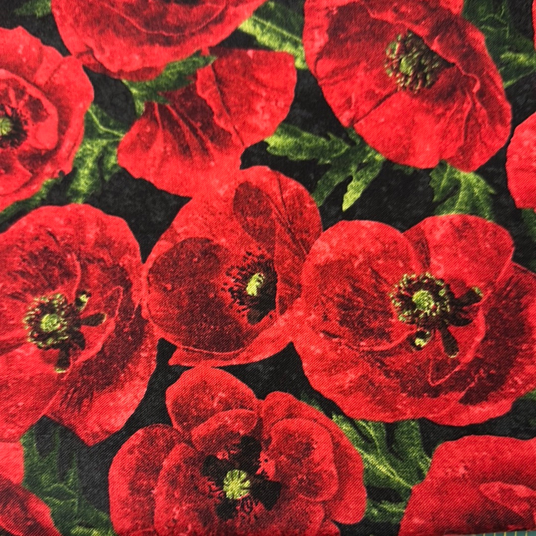 Northcott Fabrics - Oh Canada 11 - Stonehenge - Poppies on Black