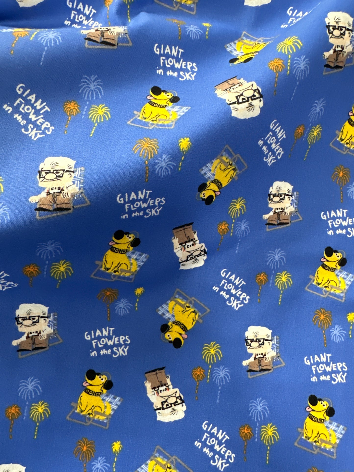 Disney Pixar Up Dug Days Collection - Flowers in the Sky - Cotton - Blue