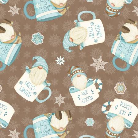 Flannel - Hot Cocoa Cup - Gnomes - Brown - Henry Glass