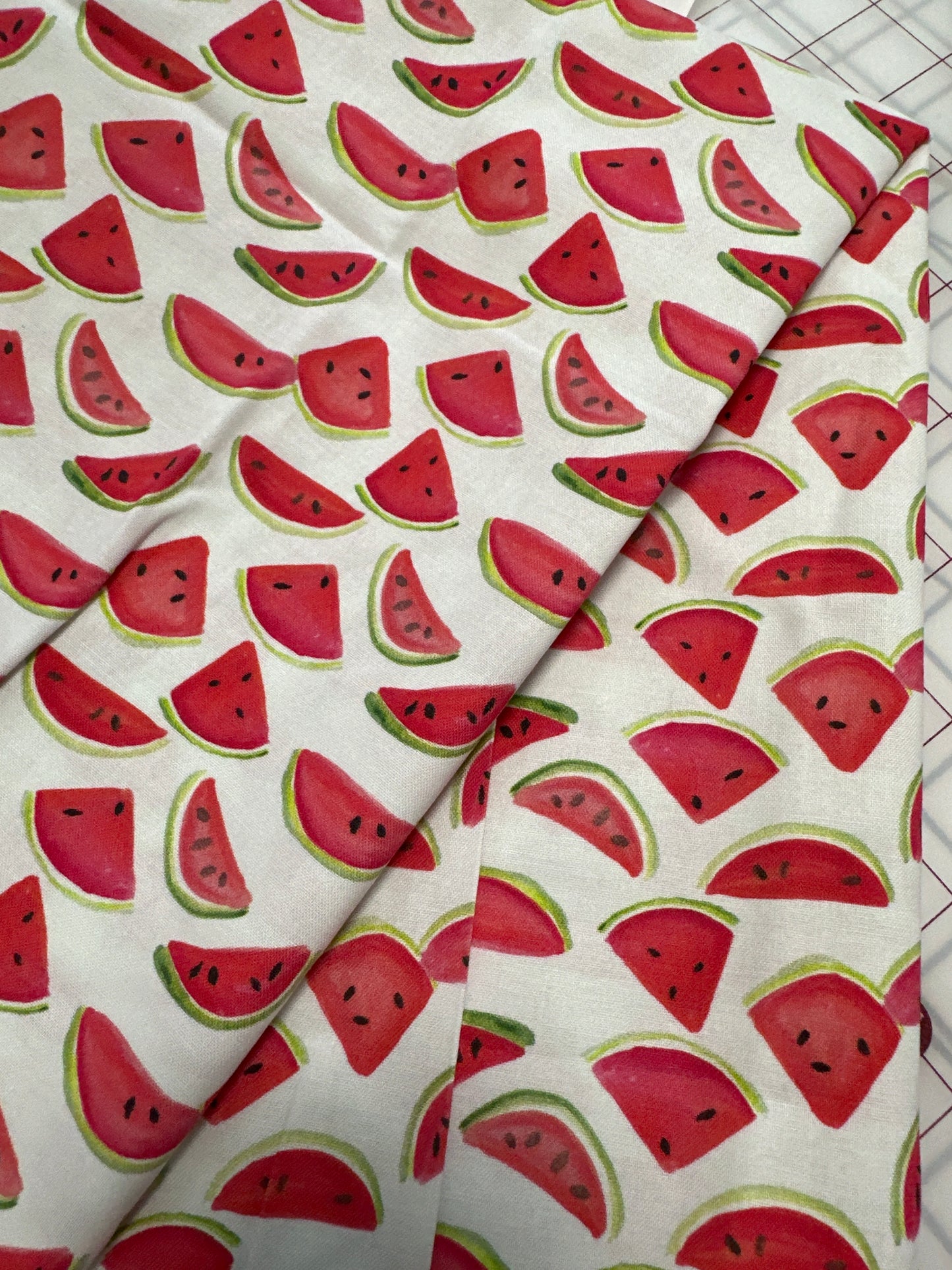 Last cut from bolt - approx 13”x width of fabric - Dear Stella - American Summer Collection - Watermelons - White