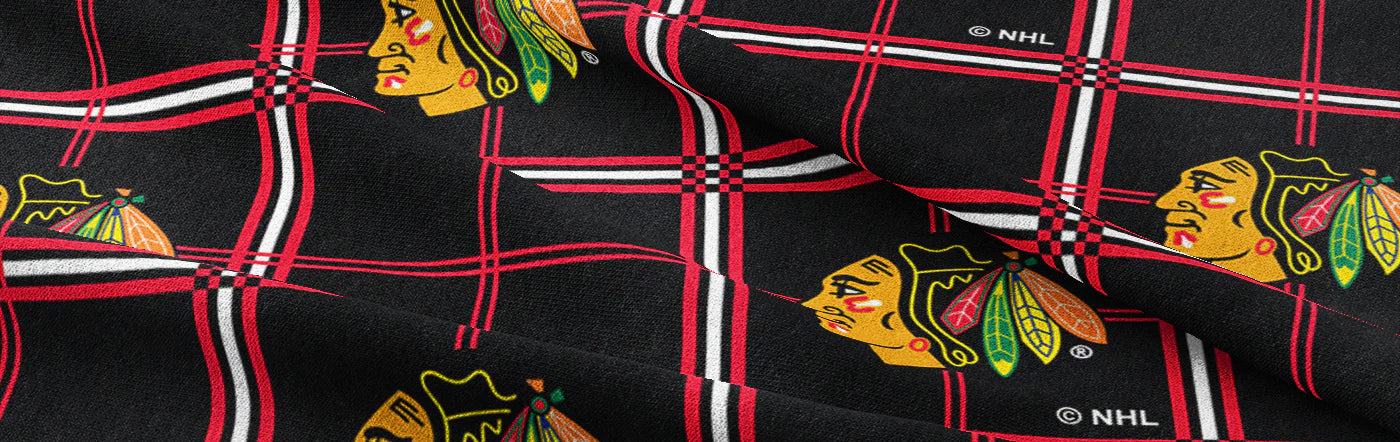 Flannel - NHL Hockey Teams - NHL Chicago Blackhawks - Flannel - Per Half Metre