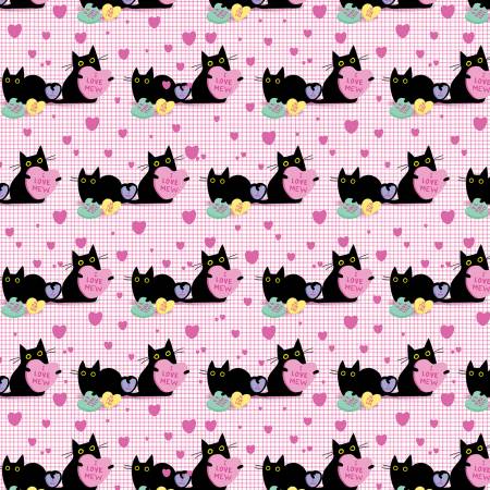 Dear Stella - I Love Mew -  White - from the Hugs N Purrs Collection by Leezaworks for Dear Stella - Priced by the Half Metre