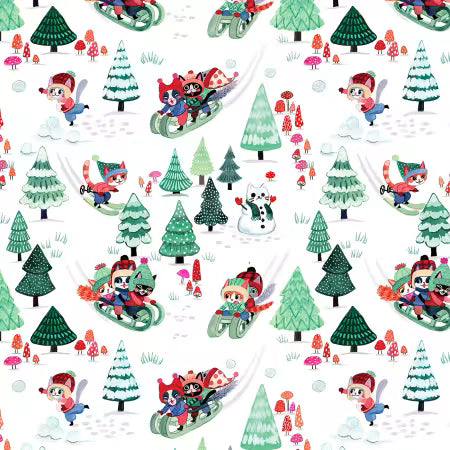 Dear Stella - Whisker's Wonderland - Snow - Miriam Bos Collection - New for 2026 - Sold by the half metre