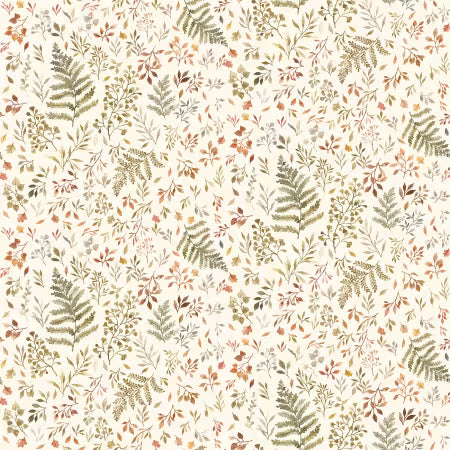 Dear Stella - Little Fawn and Friends - Autumn Fern & Leaves - Cream