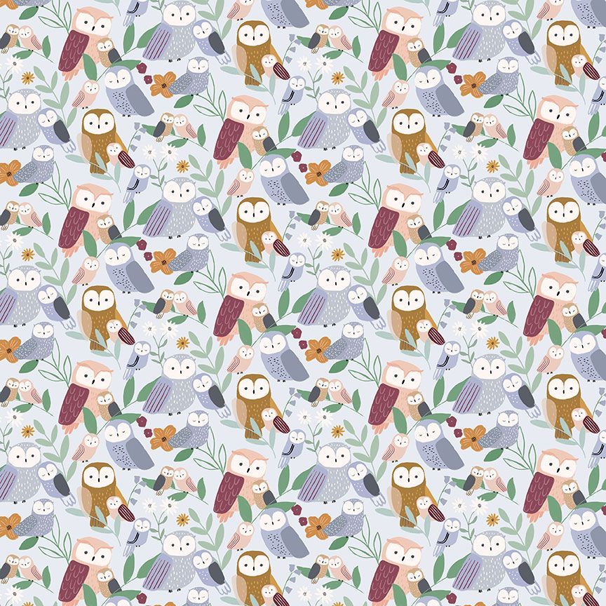 Dear Stella - Don't Give a Hoot - Owls - Misty - Priced per Half Metre