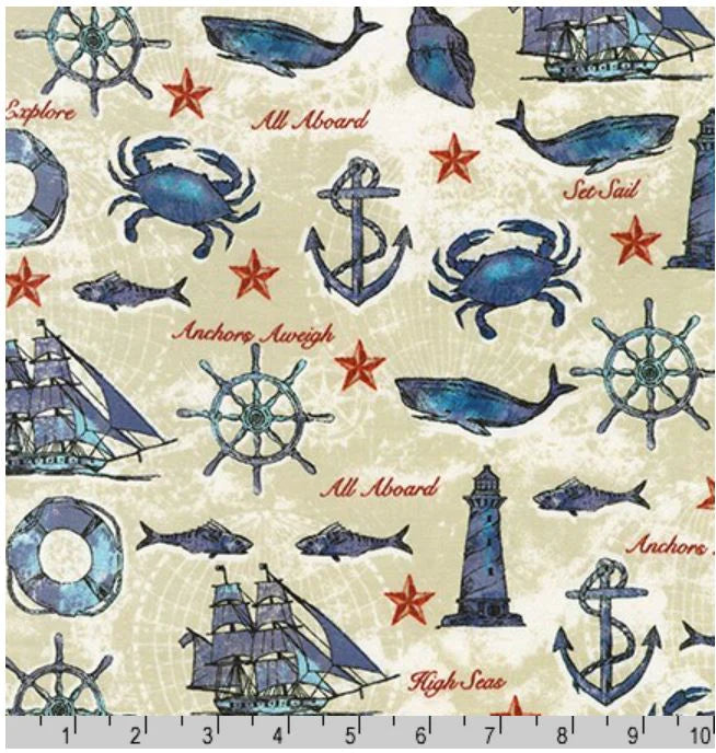 Robert Kaufman - Set Sail - Nautical Theme - Sand
