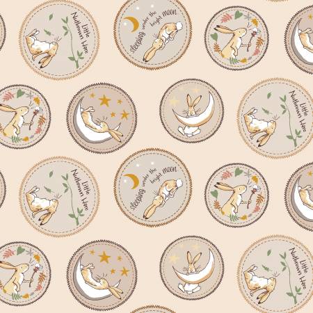 Clothworks - Guess How Much I Love You 2024 Collection - Badges - Light Caramel -  Priced by the half metre