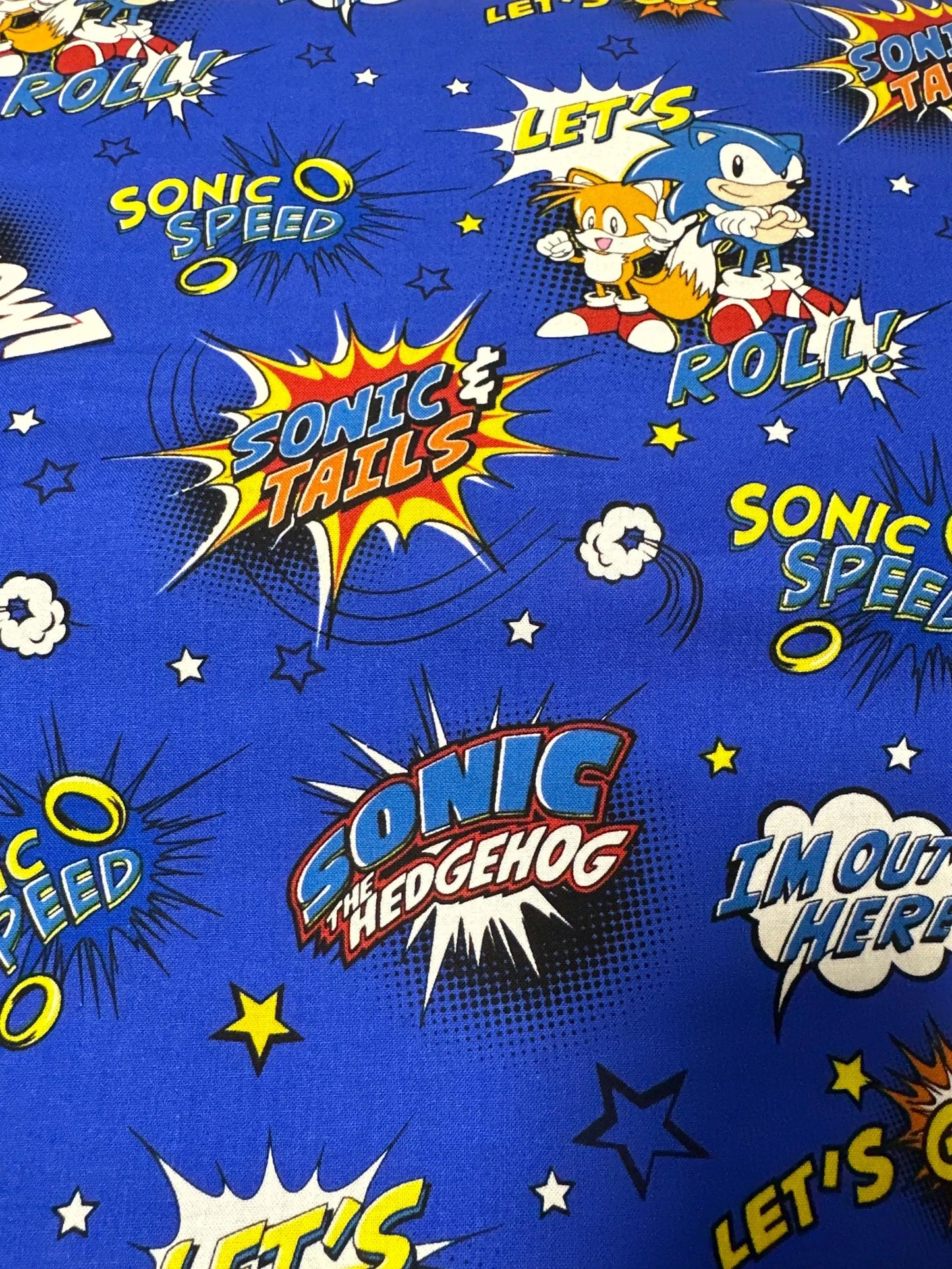 Sonic The Hedgehog - Blue - by Robert Kaufman - Priced by the half metre