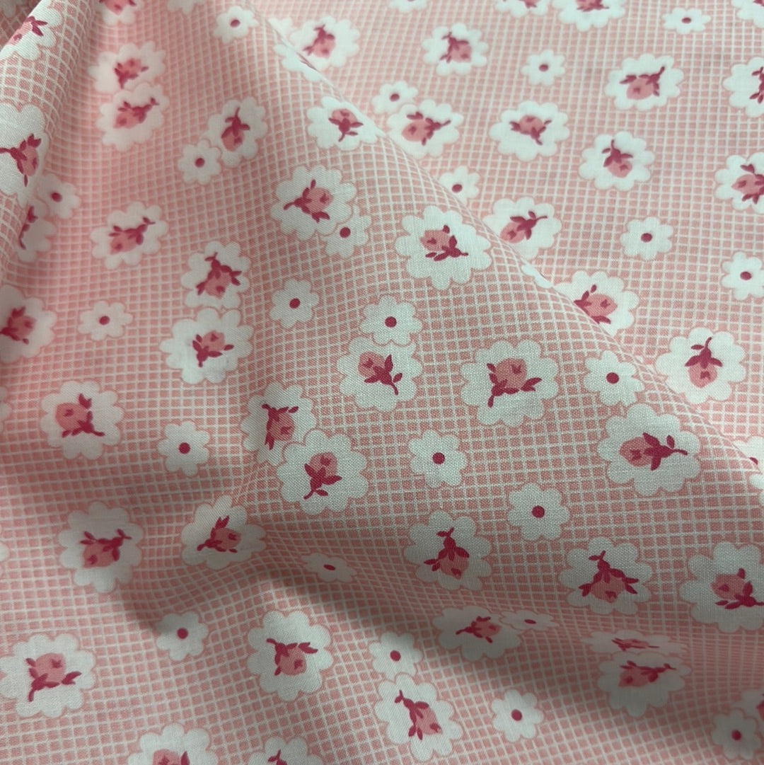 Vintage Floral - Pink Floral - Aunt Ella's Butterflies Collection by Darlene Zimmerman for Robert Kaufman