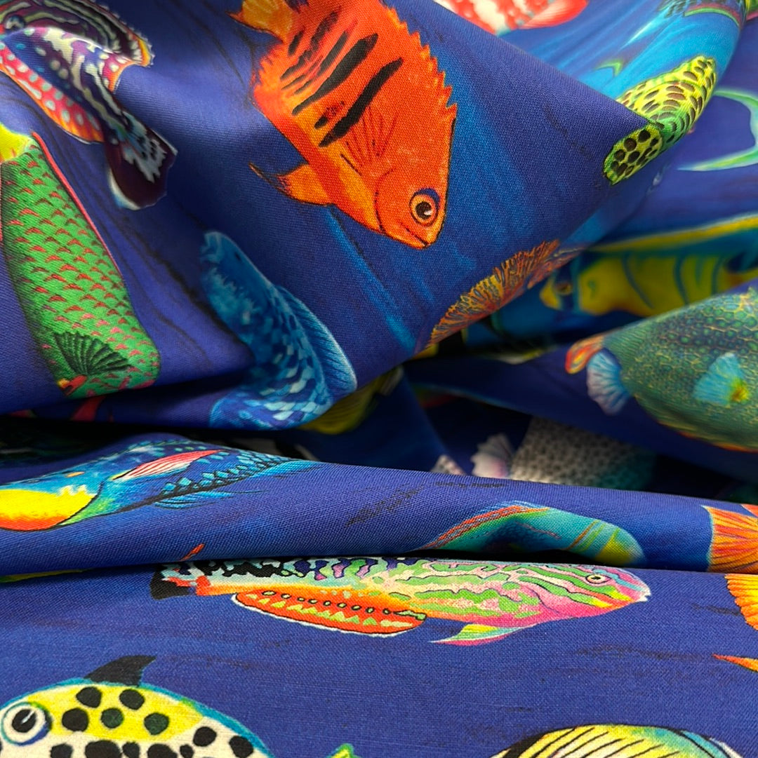 Robert Kaufman - Coral Canyon - Tropical Fish - Blue