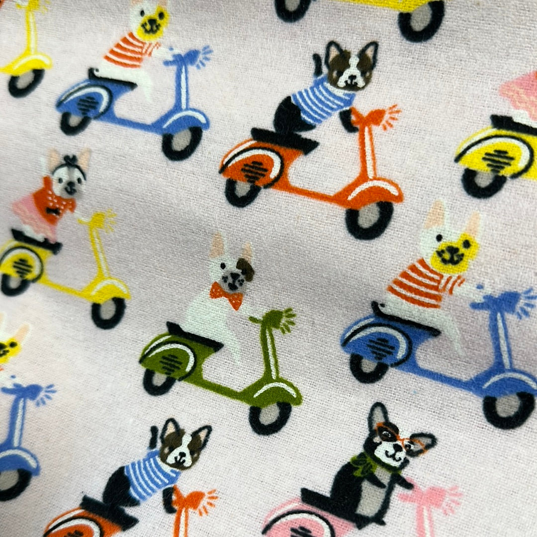 Flannel - Pawsomely Posh - Light Purple - French Bulldogs on Vespas