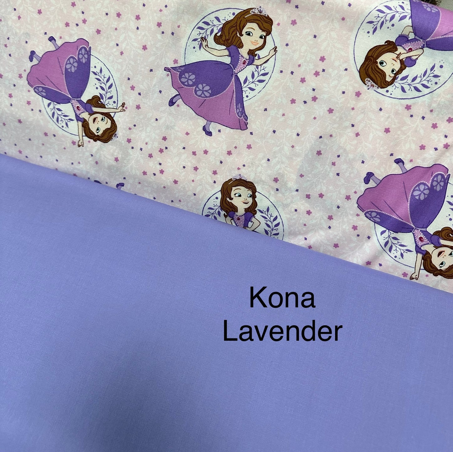Last cut from bolt - approx 34.5” x width of fabric - Disney - Sofia the First Collection - Poses - Light Pink
