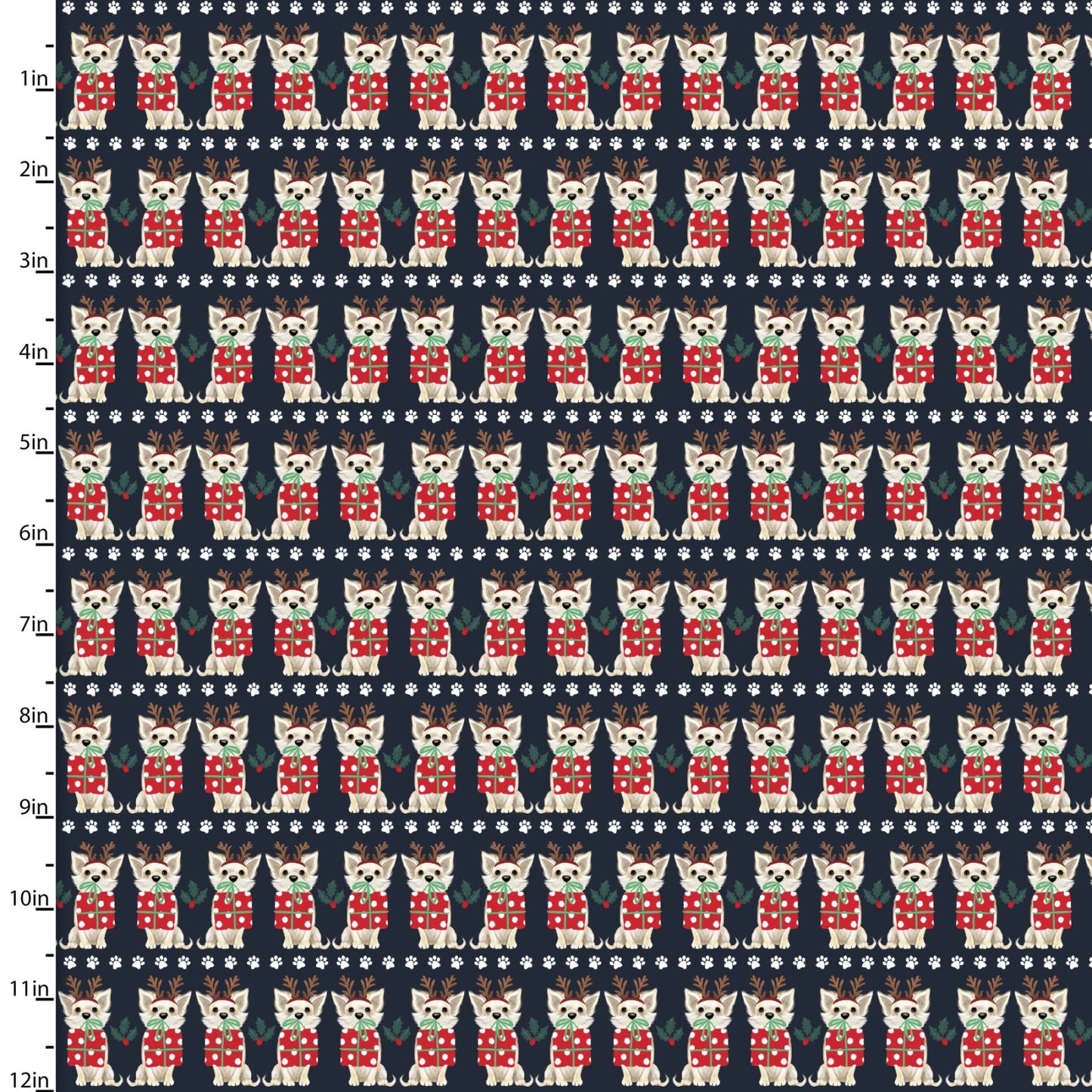 3 Wishes Fabric - Santa Paws Santa’s Helper - Navy