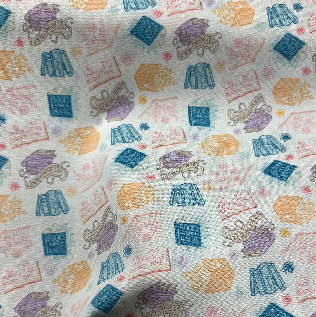 Camelot Fabrics - Part of the Literary Collection - Books Are Magic - White