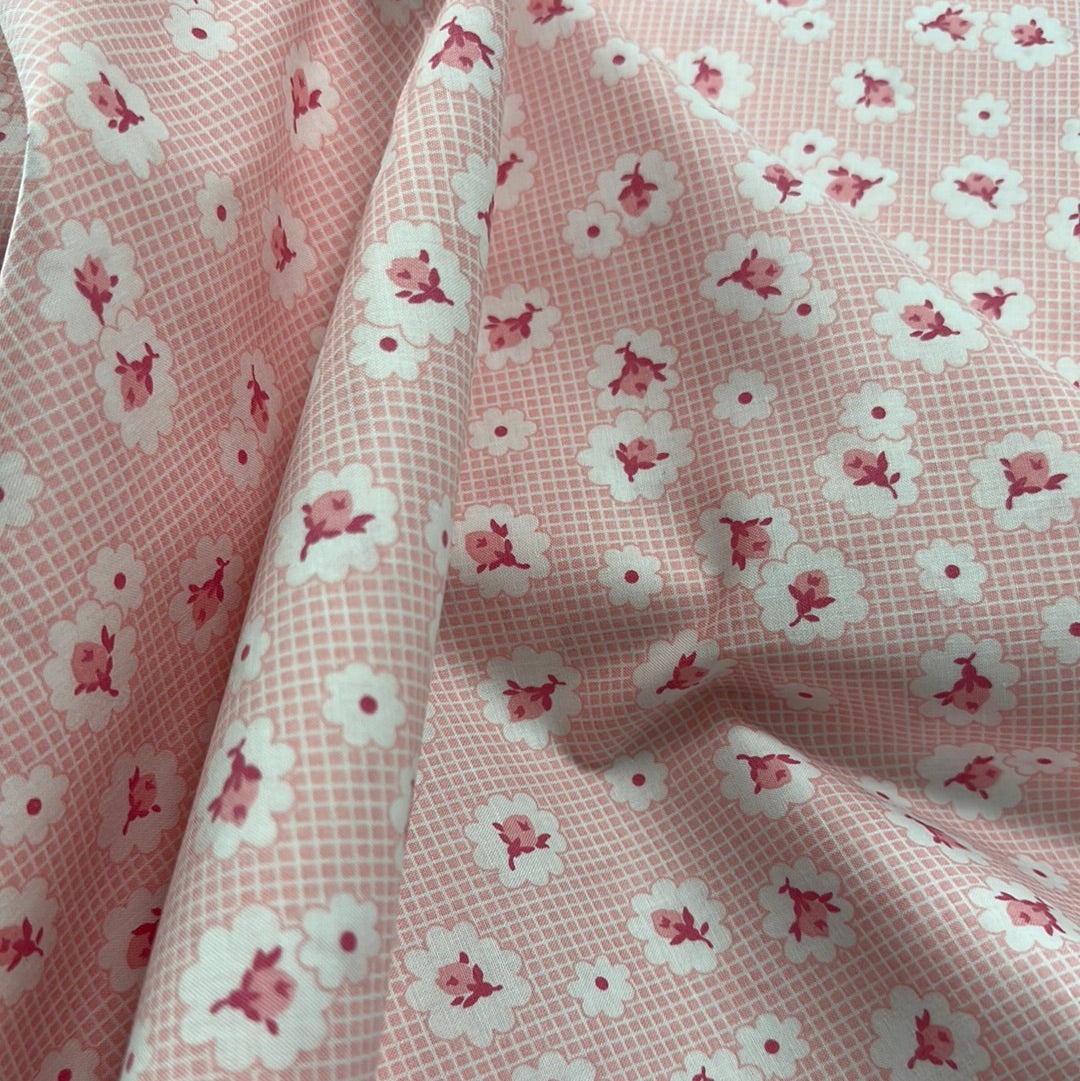 Vintage Floral - Pink Floral - Aunt Ella's Butterflies Collection by Darlene Zimmerman for Robert Kaufman