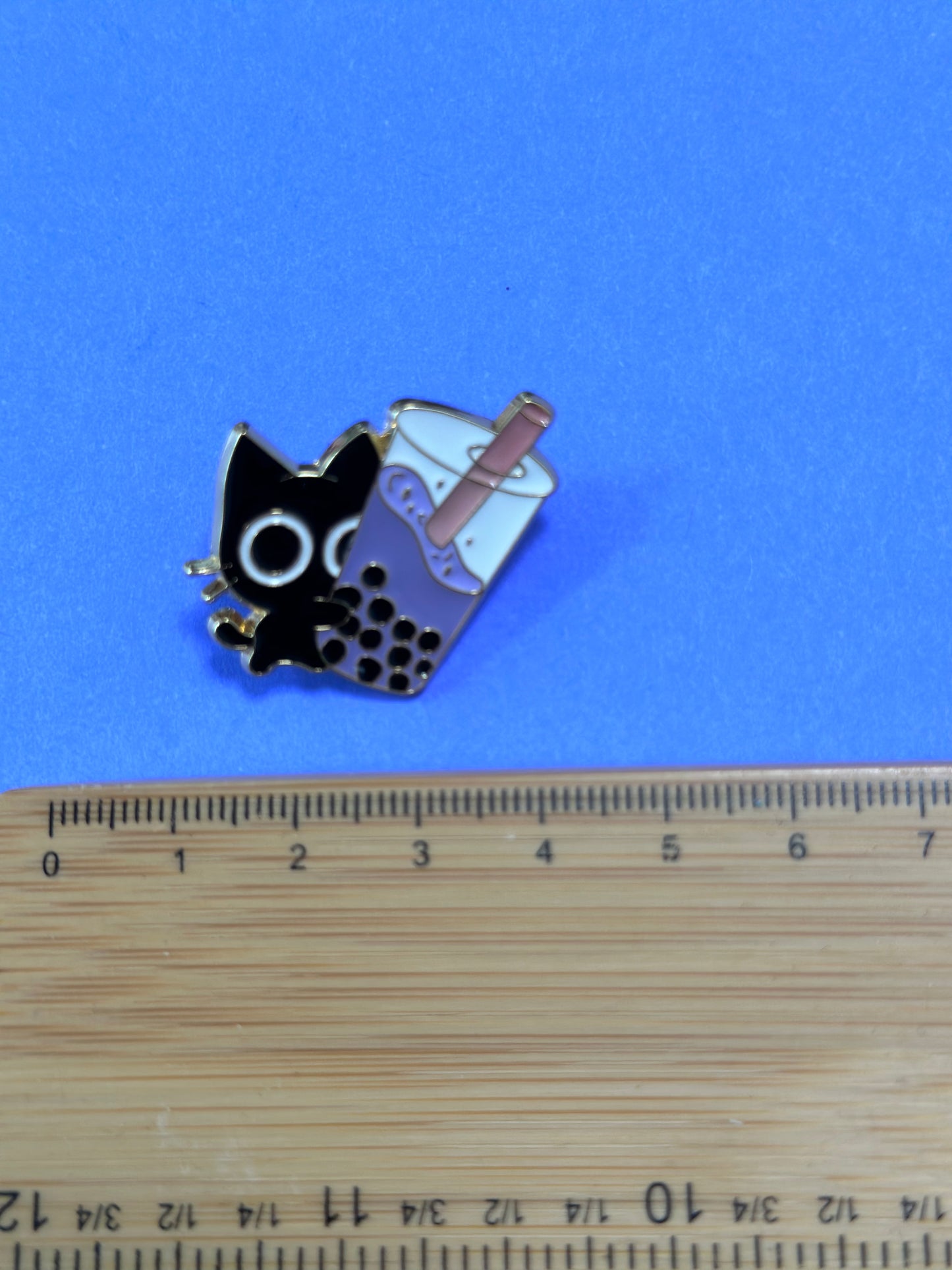 Enamel Pin - Black Cat with Bubble Tea