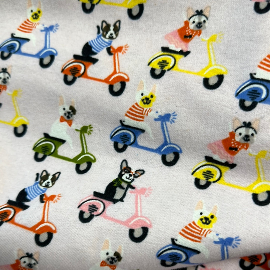 Flannel - Pawsomely Posh - Light Purple - French Bulldogs on Vespas