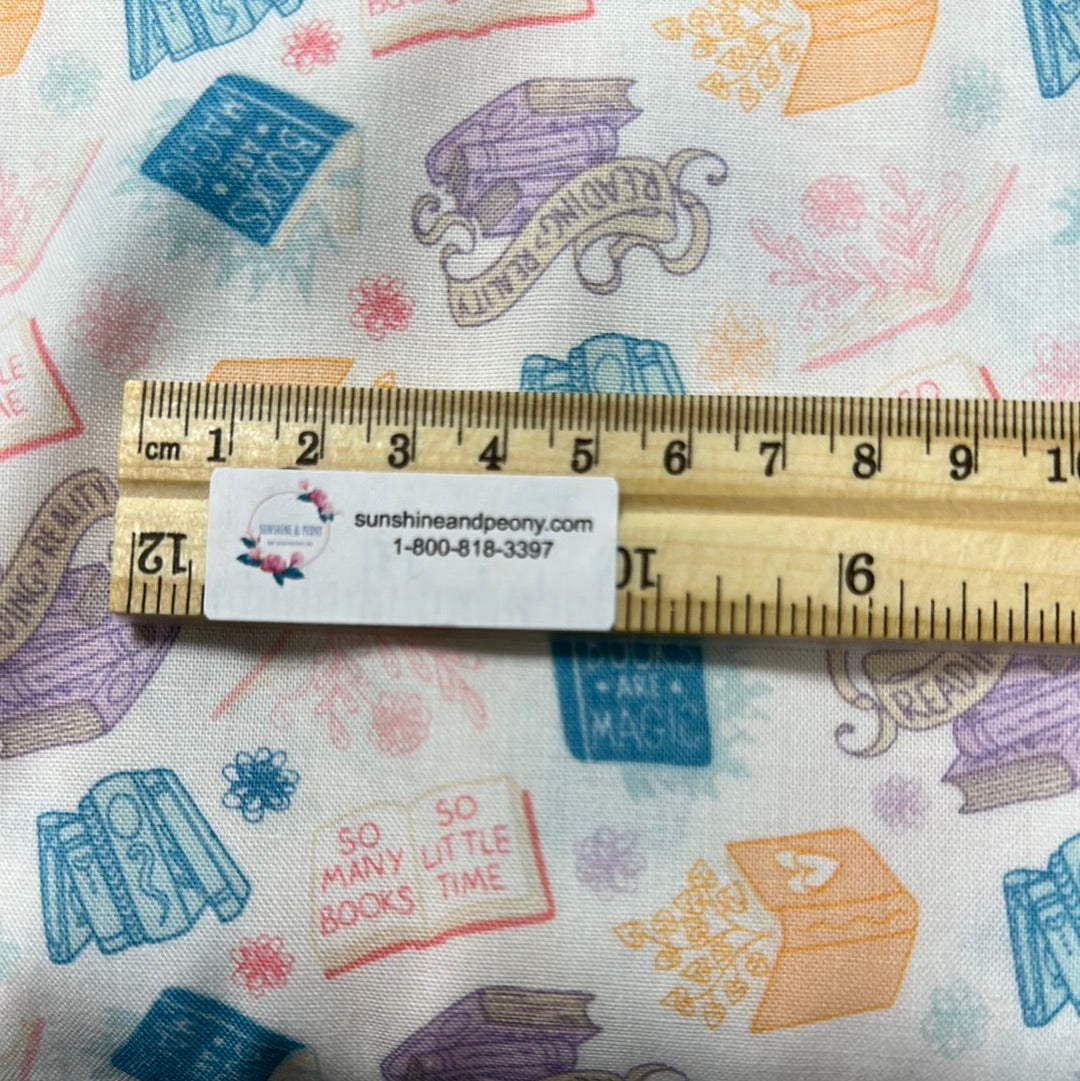 Camelot Fabrics - Part of the Literary Collection - Books Are Magic - White