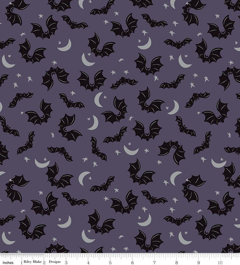 Riley Blake - Spooky Hollow - Bats - Eggplant - Sparkle