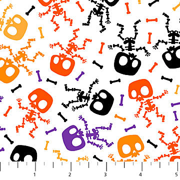 Northcott Fabrics - Ghoultide Gathering - Bones - Multi