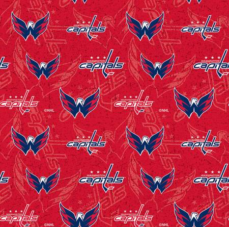 NHL Hockey Teams - NHL Hockey Washington Capitals Tone on Tone - Quilting Cotton - Per Half Metre