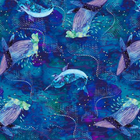 3 Wishes Fabric - Arctic Wonder - Whale Watch - Metallic