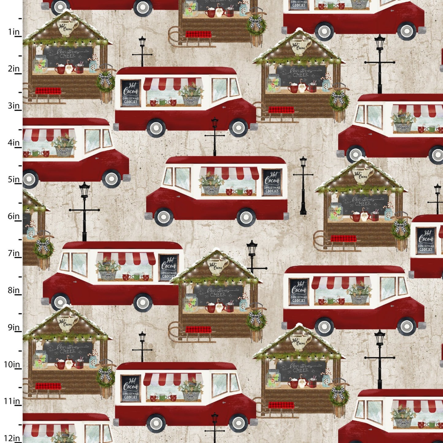 3 Wishes Fabric - A Christmas to Remember - Cocoa Truck - Beige