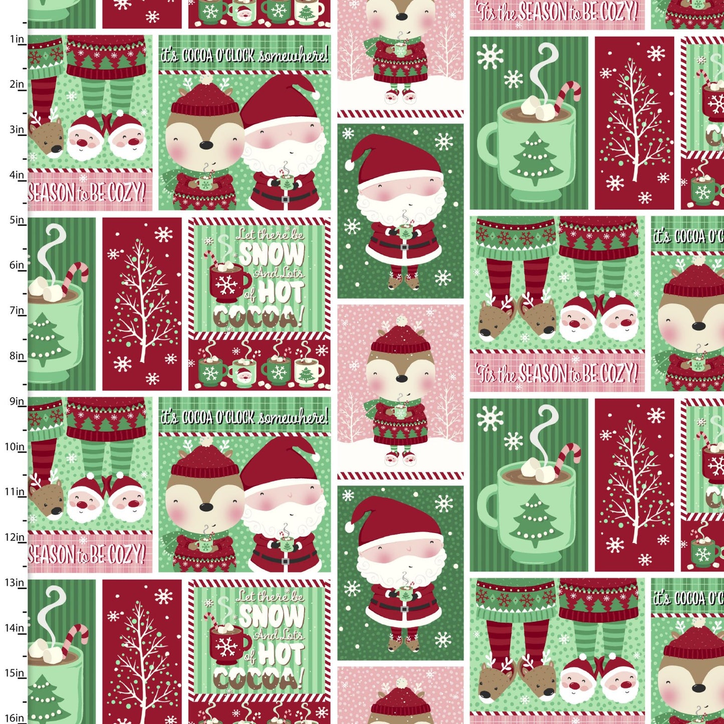 3 Wishes Fabric - Snow and Hot Cocoa - Cocoa Pal Patch