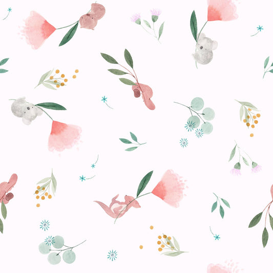 Last cut from Bolt - 29.9" x width of fabric - Katia Fabrics - Baby Koalas and Flying Kangaroos