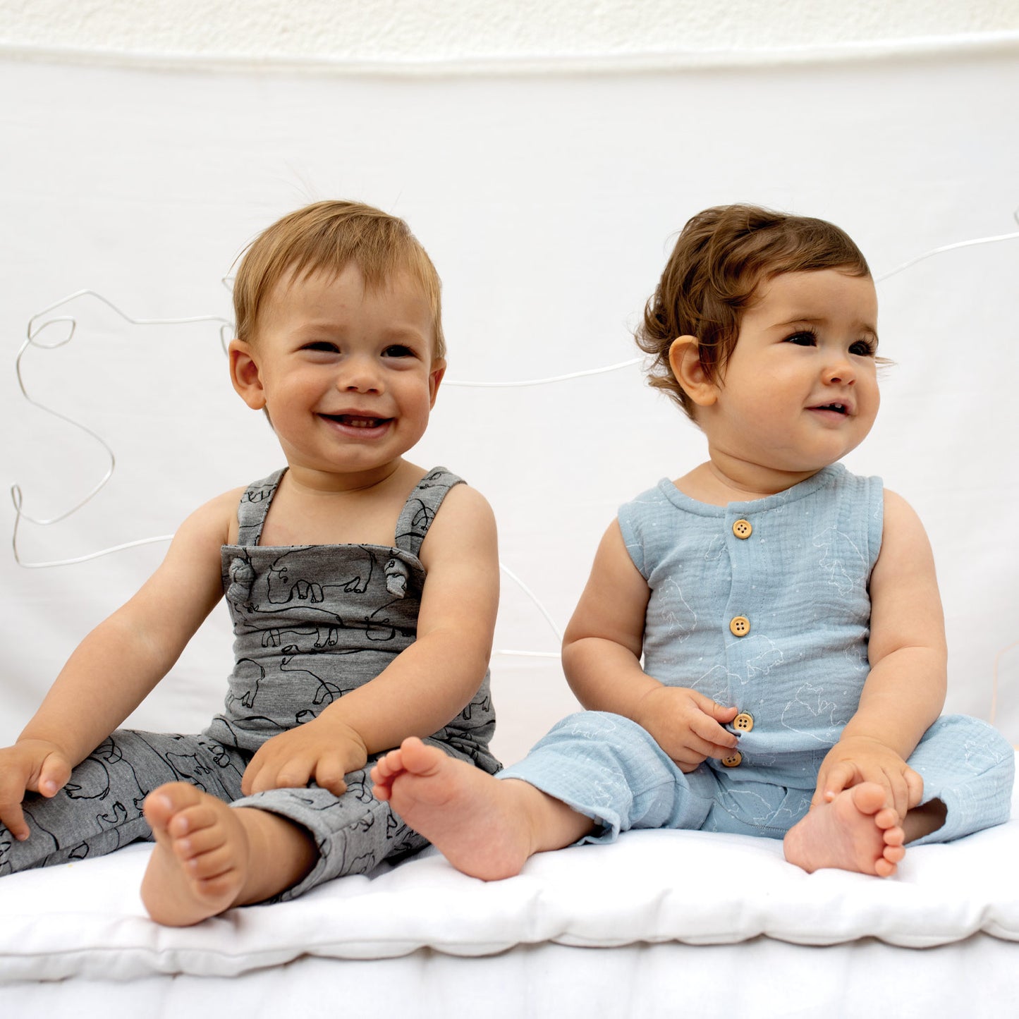 Dashwood Studio - Oiseaux nicheurs - Mélange lin et coton - Sarcelle et crème