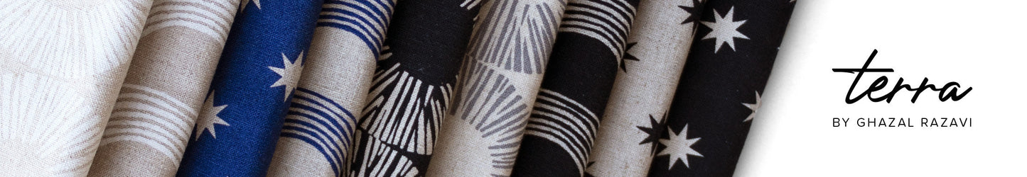 Linen Cotton Mix - Figo Fabrics - Terra Collection - Stars on Navy