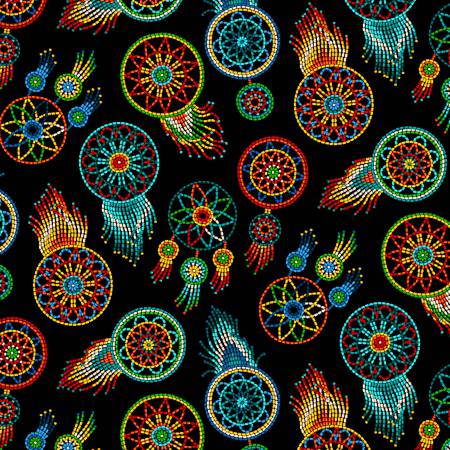 Back in stock - Dream Catcher - Elizabeth Studios - Black - Priced per half Metre