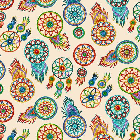 Back in stock - Dream Catcher - Elizabeth Studios - Cream - Priced per half Metre