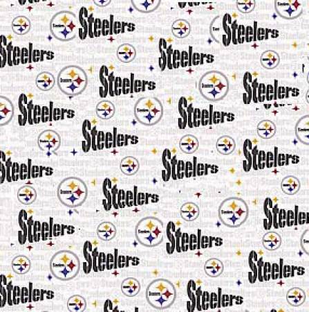 Last cut from bolt - 17.5” x width of fabric - NFL Teams - Pittsburgh Steelers Quilting Cotton - White