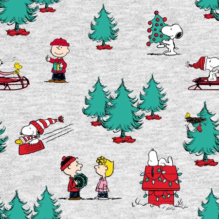 Last 14.5” x width of fabric - Peanuts - Snow - Peanuts Christmas Collection - Priced Per Half Metre