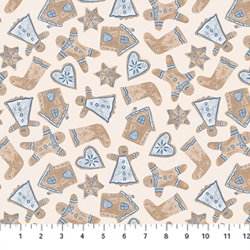 FIGO Fabrics - Winter Frost - Gingerbread Cookies - Cream