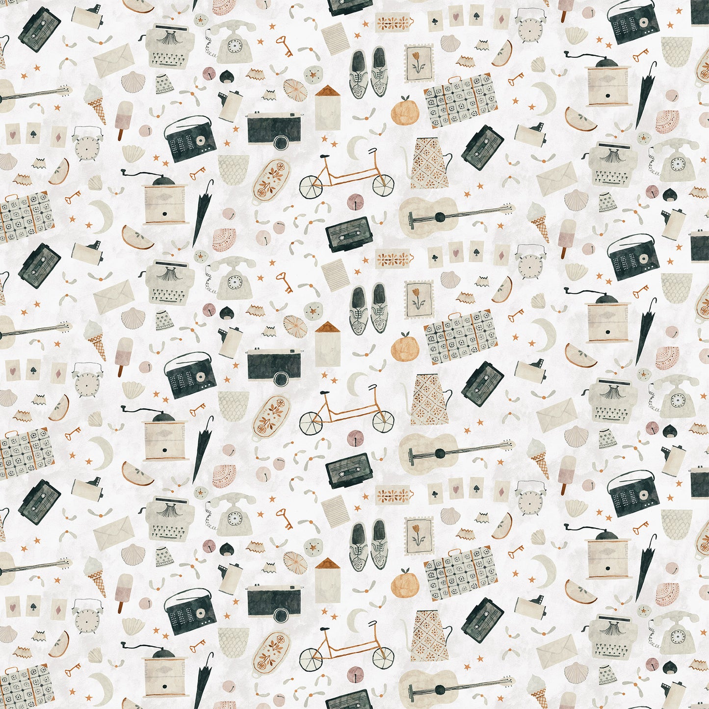 FIGO Fabrics - Memories Collection - Antiques on White