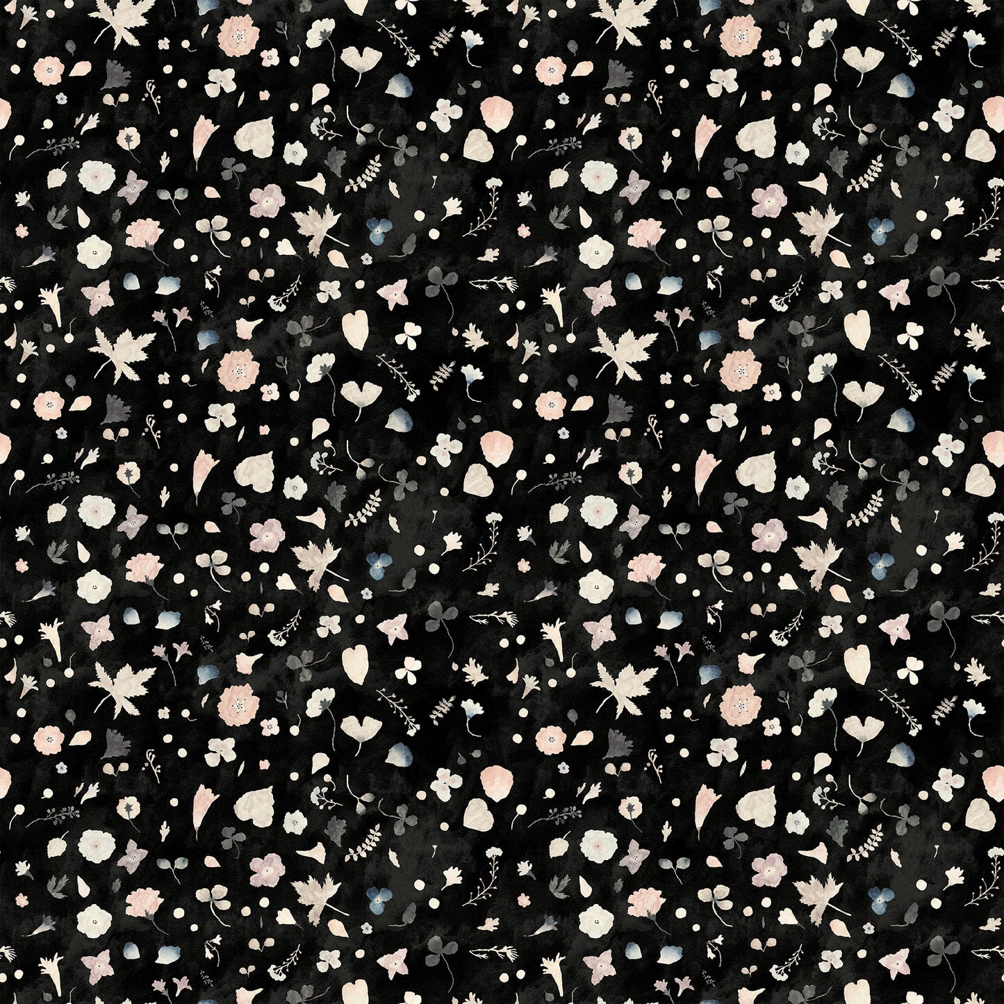 Last cut from bolt approx. 31” x width of fabric FIGO Fabrics - Memories Collection  - Grandmas Couch in Black - Floral