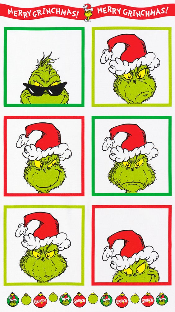 Panel - Robert Kaufman - Dr. Seuss - Grinch Holiday Panel -New for 2022