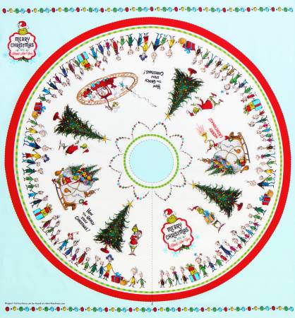 Back in stock - Panel - Robert Kaufman - Dr. Seuss - Grinch Holiday Christmas Tree Skirt Panel on