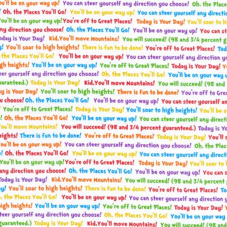 Back in Stock- A Little Dr. Seuss - Oh the places you'll Go! Sayings - on White by Robert Kaufman