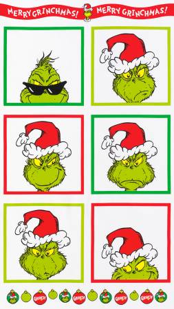 Panel - Robert Kaufman - Dr. Seuss - Grinch Holiday Panel -New for 2022