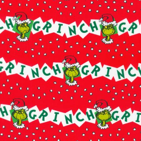 Robert Kaufman - Dr. Seuss - Christmas - How the Grinch Stole Christmas - Holiday Stripe Grinch - Red
