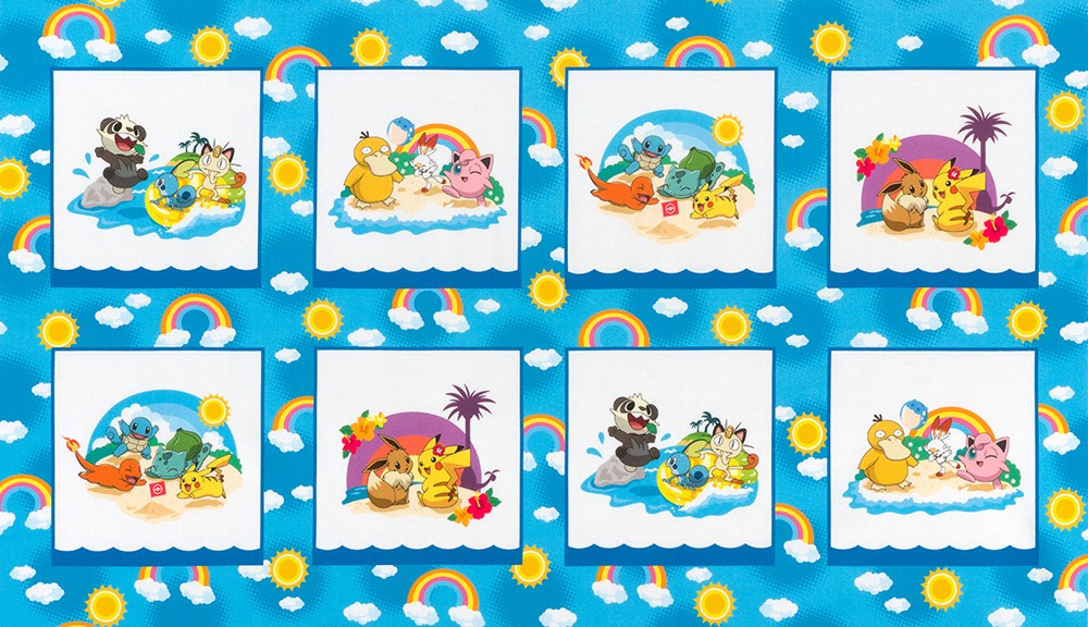 Panel - Sunny Days Pokémon - Robert Kaufman Fabrics