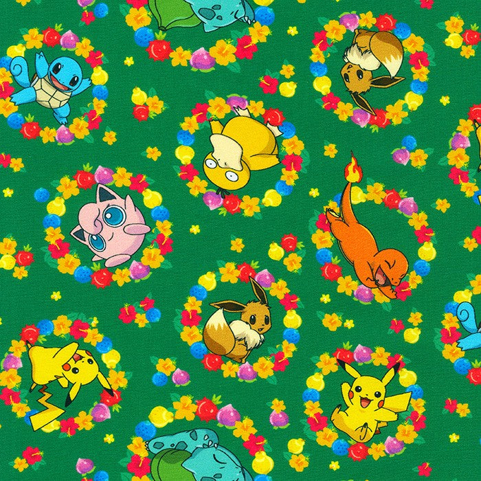 Pokémon - Sunny Days Pokemon - Green - Robert Kaufman Fabrics