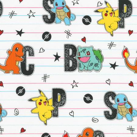 Pokémon - Pokémon White - New 2022 - Robert Kaufman Fabrics-